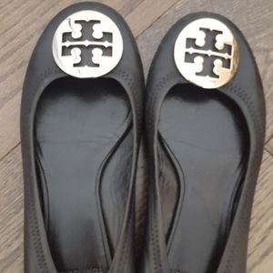 Tory Burch Classic Black Leather  Ballet Flats